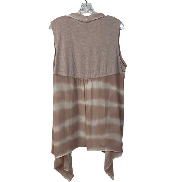 LOGO Lori Goldstein L Waterfall Chiffon Sleeveless Cardigan Mixed Fabric Top - Picture 7 of 7